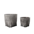 Urban Trends Collection Cement Round Pot with Brushed Design Body on Tristand Concrete Gray Set of 2 19301
